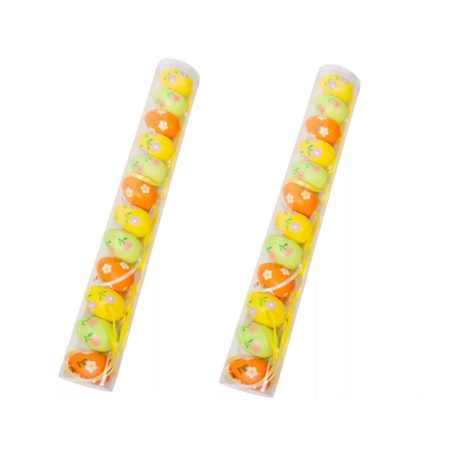 Tojás akasztós - Sárga-narancssárga-zöld - 5 cm - 12 db/csomag