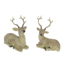Szarvas fekvő, glitteres - 11,5x5,8x12,5 cm