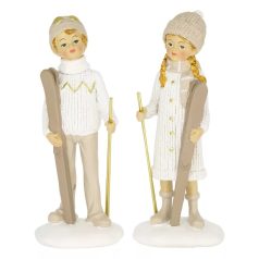 Fiú, lány figura síléccel - 16,5 cm