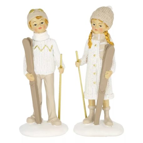 Fiú, lány figura síléccel - 16,5 cm