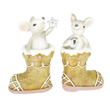 Egér mézeskalács csizmában - 2 féle - 12,5x7,5x4,5 cm 