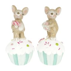 Egér cukorkával, muffinon álló - 2 féle - 13x6,5x6,5 cm