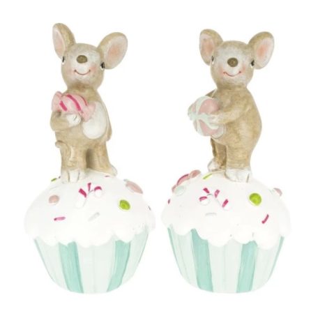 Egér cukorkával, muffinon álló - 2 féle - 13x6,5x6,5 cm