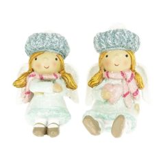   Angyal sapkában, szívvel glitteres - 2 féle -  6,5x4,2x4 cm  