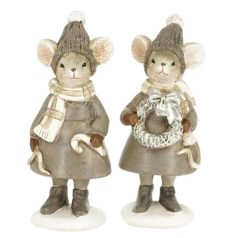 Egér koszorúval, cukorbottal - 2 féle - 12,5x5x4 cm