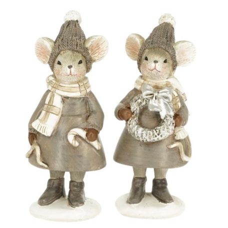 Egér koszorúval, cukorbottal - 2 féle - 12,5x5x4 cm