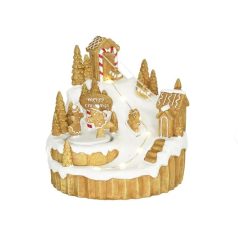   Mézeskalács sípálya mozgó figurákkal, LED-es - 15,5x16x16,7 cm