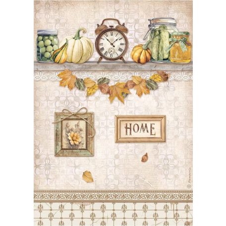 Stamperia rizspapír - A4 - Golden Harmony clock and pumpkins - DFSA-4946