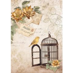 Stamperia rizspapír - A4 - Golden Harmony cage - DFSA-4950
