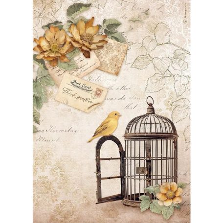 Stamperia rizspapír - A4 - Golden Harmony cage - DFSA-4950