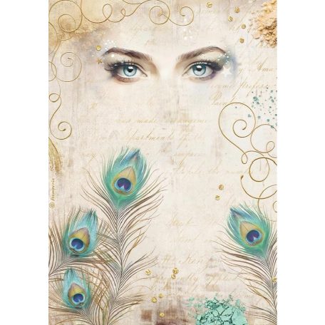 Stamperia rizspapir - A4 - Masquerade - Szemek-Tollak - DFSA-4984
