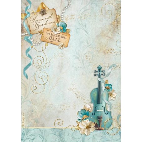 Stamperia rizspapir - A4 - Masquerade flowers corner - DFSA-4986