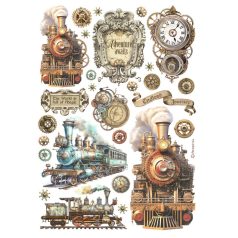 Stamperia rizspapir - A4 - Train - DFSA-4988