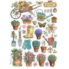 Stamperia rizspapir - A4 - Garden tools - DFSA-4991
