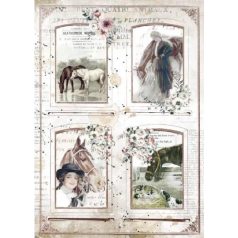  Dekupázs rizspapír - A4 - Romantic Horse 4 Frames - DFSA-4581