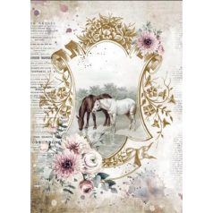Dekupázs rizspapír - A4 - Romantic Horses Lake - DFSA-4582