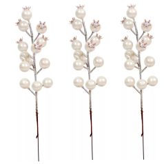 Csipkebogyó ág - Fehér - 23 cm