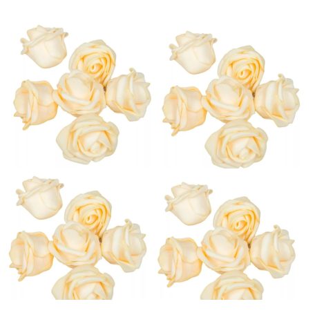 Polyfoam rózsafej - Krém-barack - 4 cm - 50 db/csomag