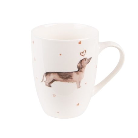 Clayre & Eef - Porcelán bögre - Dachshund Love - 300 ml
