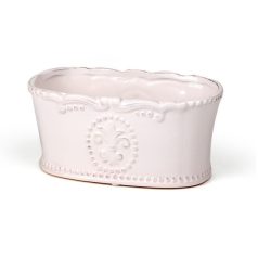 Bourbon kerámia kaspó ovális - Fehér - 18,5x10,5x8,5 cm