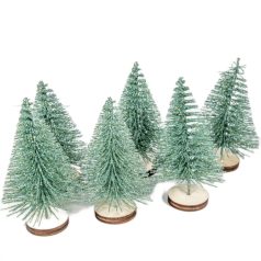 Mini fenyő fa talpon - Világoszöld - 7 cm - 6 db/csomag