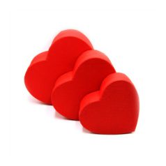   Szív alakú doboz piros - 3 db-os szett - 15,5 cm, 18,5 cm, 21,5 cm  