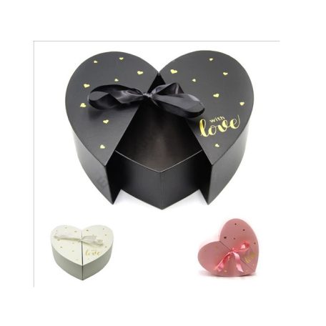Szív alakú doboz - fekete - 33x31x11cm