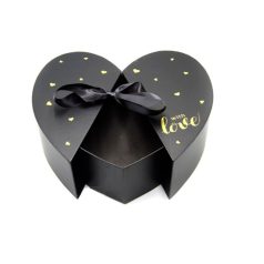 Szív alakú doboz - fekete - 33x31x11cm