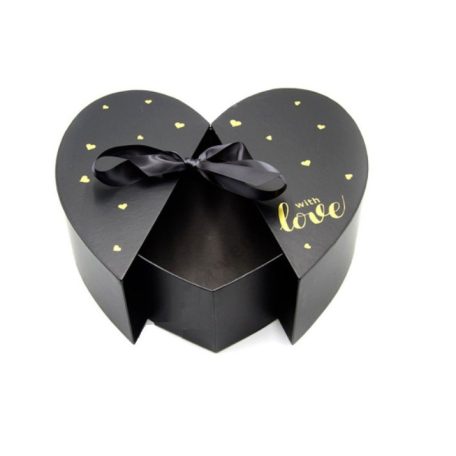 Szív alakú doboz - fekete - 33x31x11cm