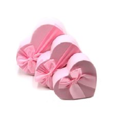   Szív alakú doboz - Rózsaszín - 16 cm, 19 cm, 21,5 cm - 3 db-os szett
