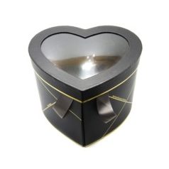 Papírdoboz szív fekete - 27,5x20x24,5 cm