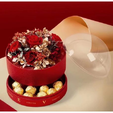 Virágdoboz búrás - Rózsaszín - 20x17,5 cm