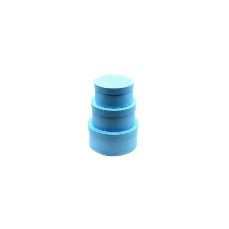 Papírdoboz kerek kék - 3 db-os szett - 17 cm, 20 cm, 23 cm