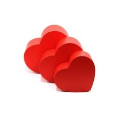 Papírdoboz szív - Piros - 3 db-os szett - 19., 22., 24 cm