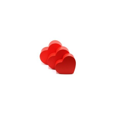Papírdoboz szív - Piros - 3 db-os szett - 19., 22., 24 cm