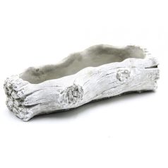 Kőkaspó fatörzs szürke - 23x10,5x6,5 cm