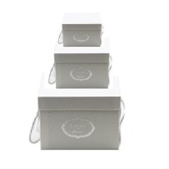 Papírdoboz - Fehér - 19 cm, 17 cm,15 cm - 3 db-os szett 