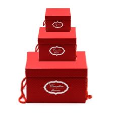 Papírdoboz - Piros - 15 cm, 17 cm, 19 cm - 3 db-os szett 