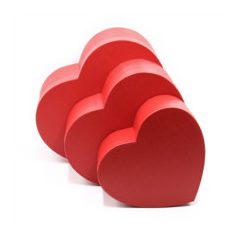   Szív alakú doboz piros - 3 db-os szett - 22,5 cm, 27 cm, 31 cm