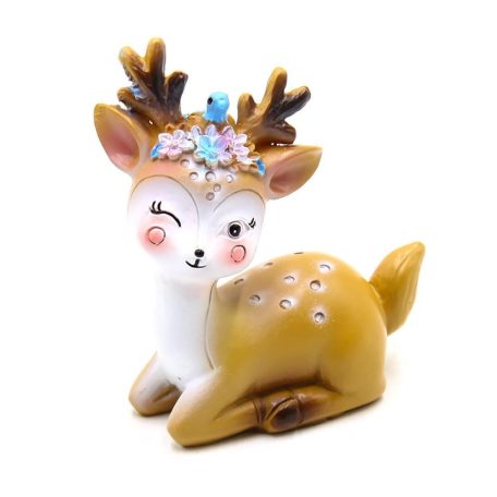 Bambi figura virággal - 12x14x6 cm 