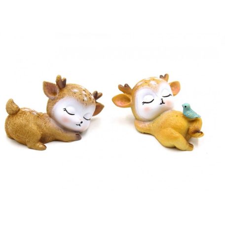Bambi figura háton fekvő kék madárral - 6,5x3,5x5 cm