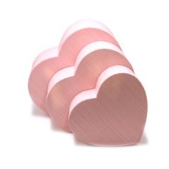   Papírdoboz szív alakú rózsaszín - 3 db-os szett - 22., 27., 31 cm