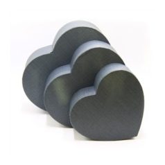   Papírdoboz szív alakú sötét szürke - 3 db-os szett - 22., 27., 31 cm