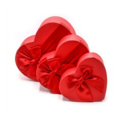 Papírdoboz szív piros - 3 db-os szett