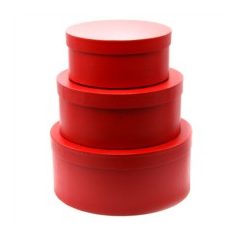 Papírdoboz kerek piros - 3 db-os szett - 22., 27., 31 cm