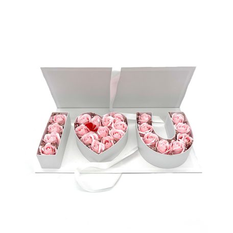 Papirdoboz fehér - I love you - 45,5x19,5x6,5 cm 