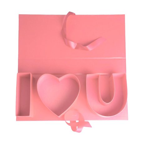 Papirdoboz - Rózsaszín - I love you - 45,5x19,5x6,5 cm
