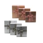 Szögletes masnis díszdobozok -- Ezüst-Rosegold - 3 db-os szett 