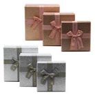 Szögletes masnis díszdobozok -- Ezüst-Rosegold - 3 db-os szett 