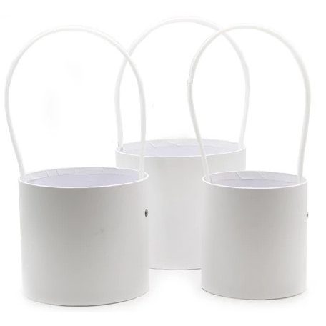 Papirdoboz - Fehér - 12x12 cm,14x13 cm, 15,5x13,5 cm - 3 db-os szett